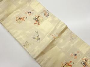 御所車に梅・菊・紅葉模様織出し名古屋帯